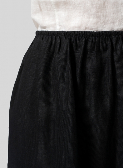Twill Linen Cropped Baggy Pants