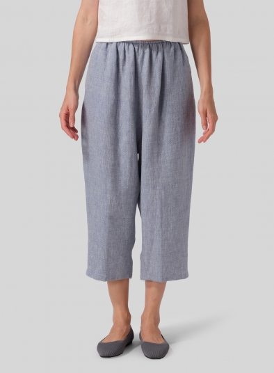 Heavy Linen Cropped Baggy Pants