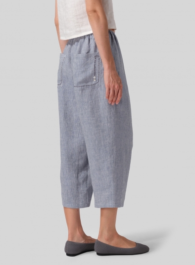 Heavy Linen Cropped Baggy Pants