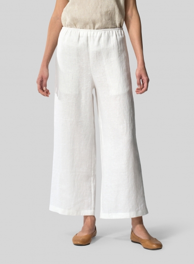 Linen Straight Leg Pull-On Pants