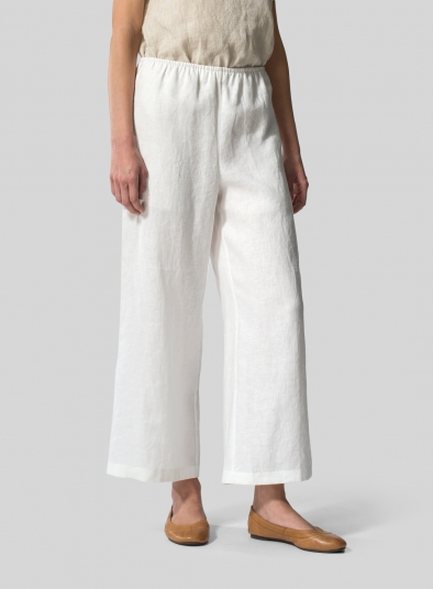 Linen Straight Leg Pull-On Pants