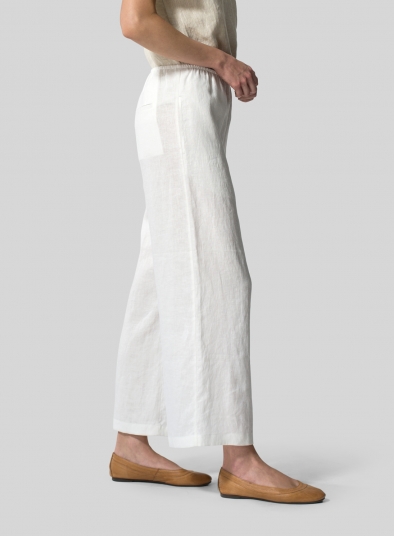 Linen Straight Leg Pull-On Pants