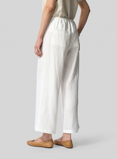Linen Straight Leg Pull-On Pants