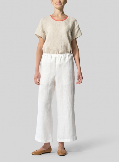 Linen Straight Leg Pull-On Pants