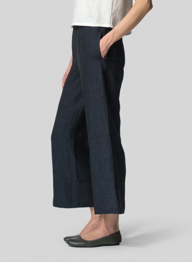 Linen Straight Leg Pull-On Pants