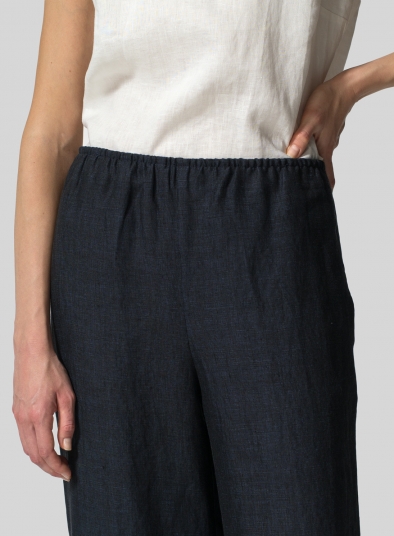 Linen Straight Leg Pull-On Pants