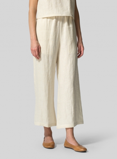 Linen Straight Leg Pull-On Pants