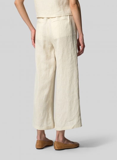 Linen Straight Leg Pull-On Pants