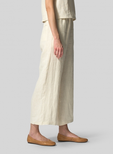 Linen Straight Leg Pull-On Pants