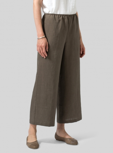 Linen Straight Leg Pull-On Pants