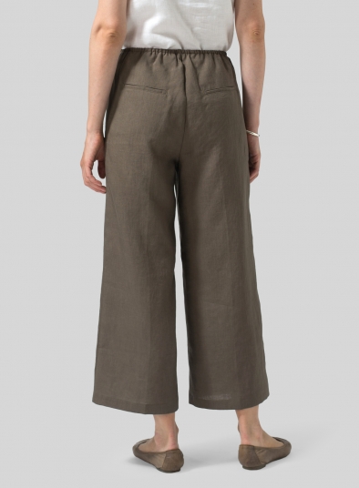 Linen Straight Leg Pull-On Pants