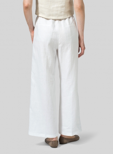 Linen Straight Leg Long Pull-On Pants