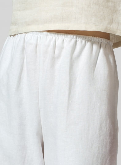 Linen Straight Leg Long Pull-On Pants