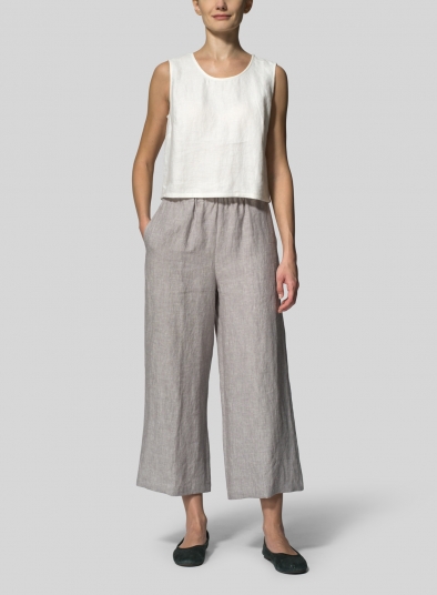 Linen Straight Ankle Pants