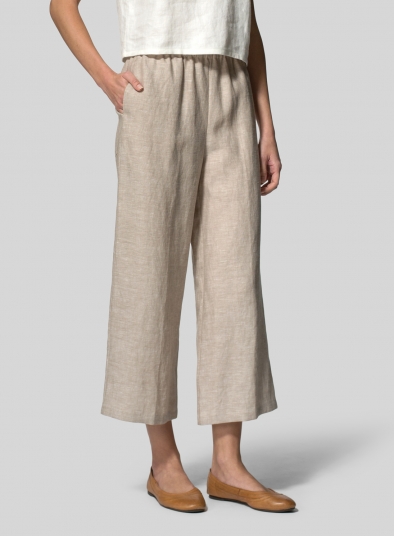 Linen Straight Ankle Pants