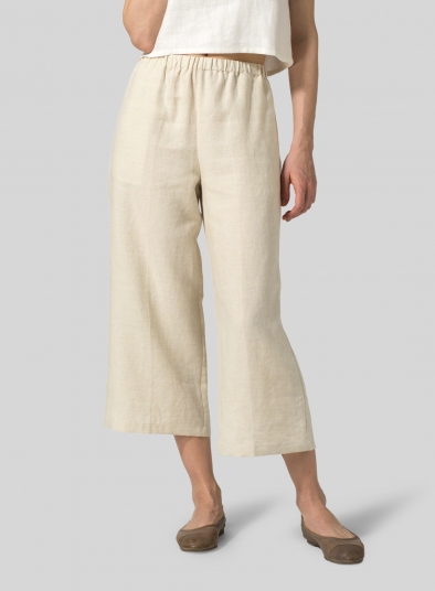 Linen Straight Ankle Pants