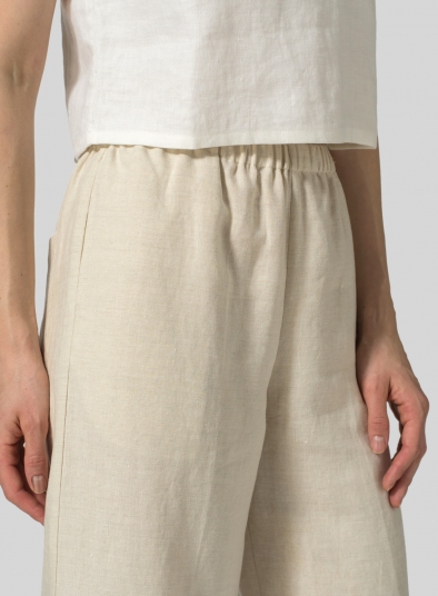 Linen Straight Ankle Pants