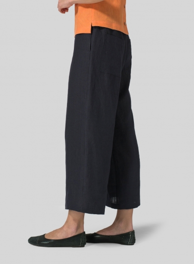 Linen Straight Ankle Pants