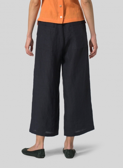 Linen Straight Ankle Pants