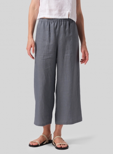 Linen Straight Ankle Pants