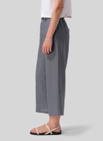 Linen Straight Ankle Pants