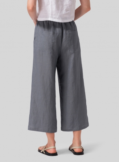 Linen Straight Ankle Pants