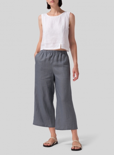 Linen Straight Ankle Pants