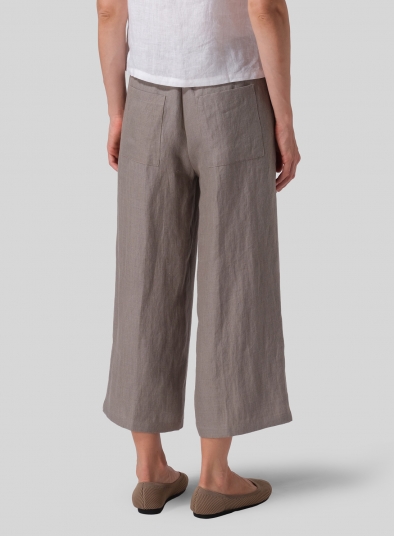 Linen Straight Ankle Pants