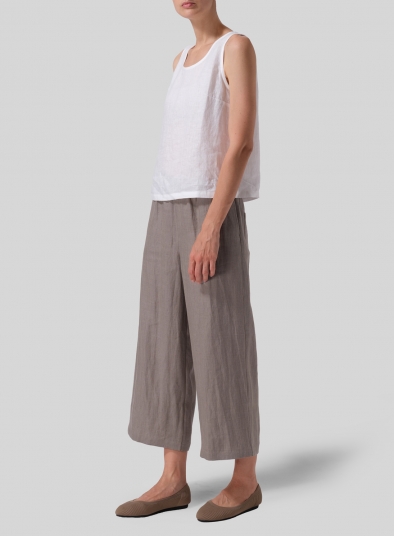 Linen Straight Ankle Pants