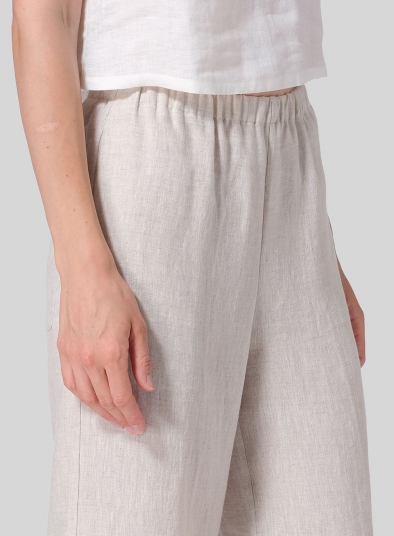 Linen Straight Ankle Pants