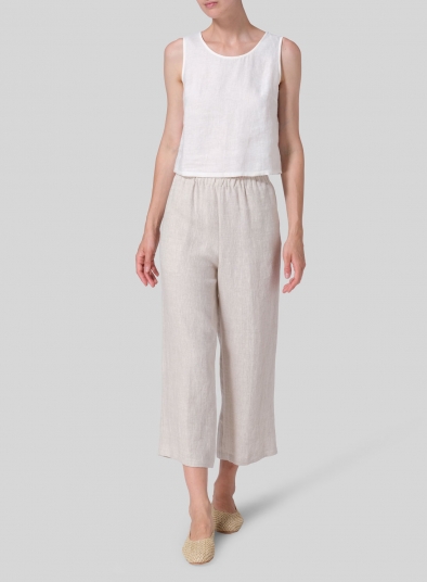 Linen Straight Ankle Pants