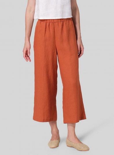 Linen Straight Ankle Pants