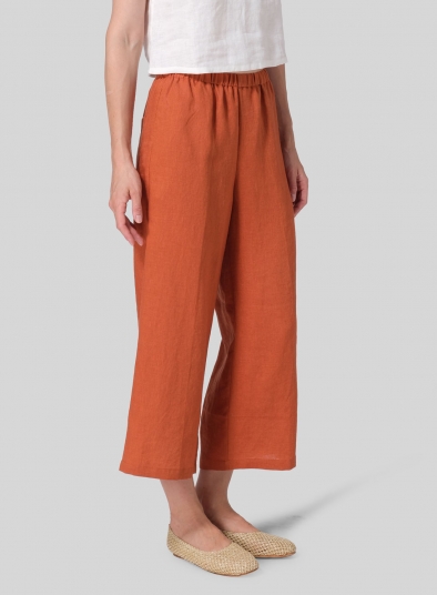 Linen Straight Ankle Pants