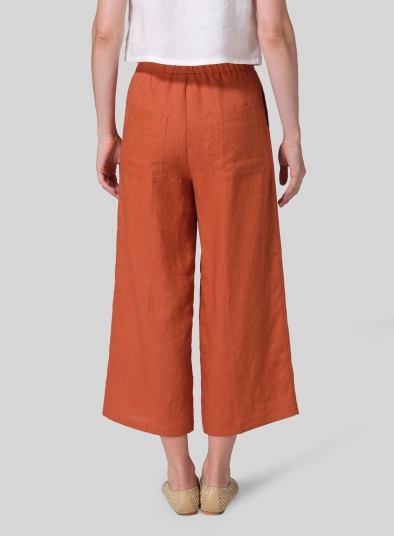 Linen Straight Ankle Pants