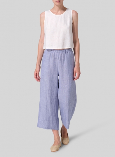 Linen Straight Ankle Pants