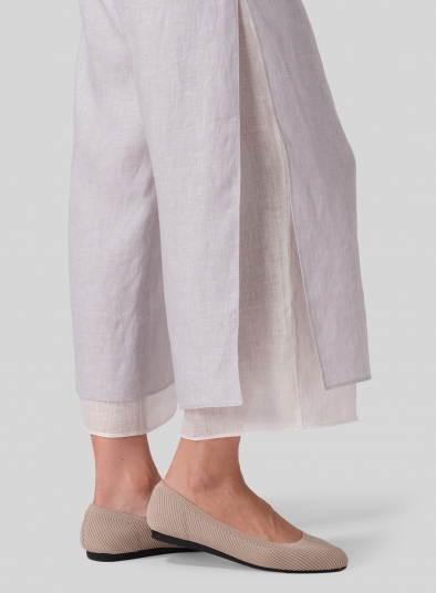 Linen Double-Layer Elastic Cropped Pants