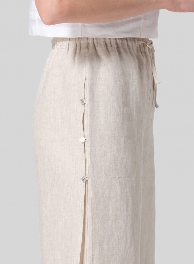 Double-Layer Flare Leg Linen Trousers