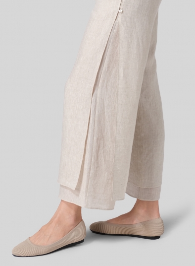 Double-Layer Flare Leg Linen Trousers