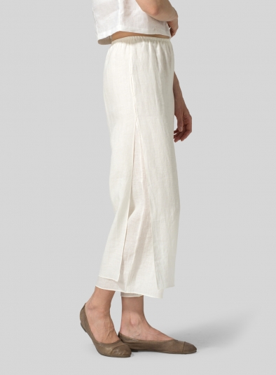 Linen Double Layer Cropped Length Pants