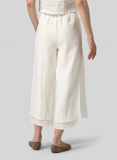 Linen Double Layer Cropped Length Pants