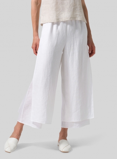 Linen Double Layer Cropped Length Pants