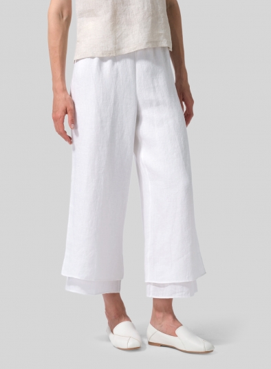 Linen Double Layer Cropped Length Pants