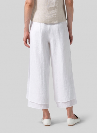 Linen Double Layer Cropped Length Pants