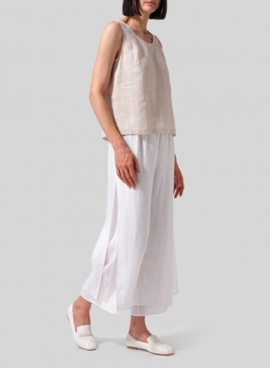 Linen Double Layer Cropped Length Pants