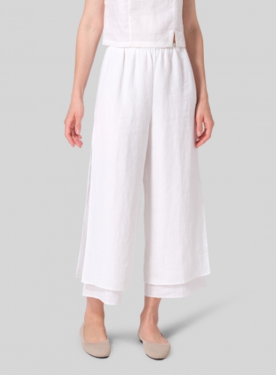 Linen Double Layer Cropped Length Pants