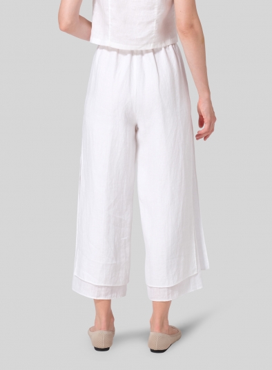 Linen Double Layer Cropped Length Pants