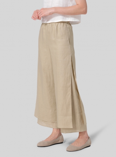 Linen Double Layer Ankle Length Pants