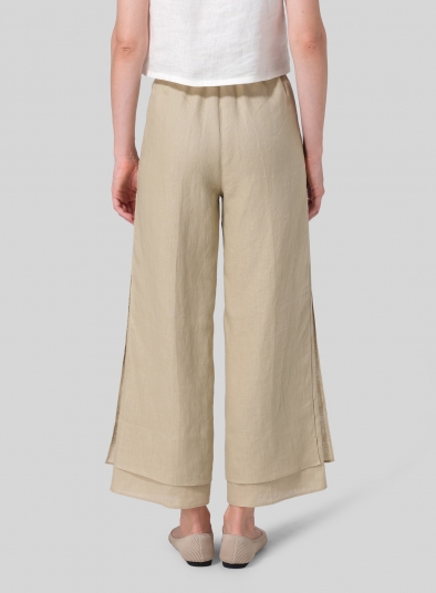 Linen Double Layer Ankle Length Pants