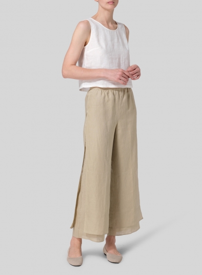 Linen Double Layer Ankle Length Pants