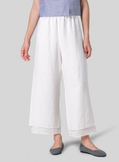 Linen Double Layer Ankle Length Pants